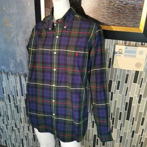 RALPH LAUREN CLASSIC FIT GREEN PLAID LONG SLEEVE BUTTON SHIRT MEN'S XL 0381